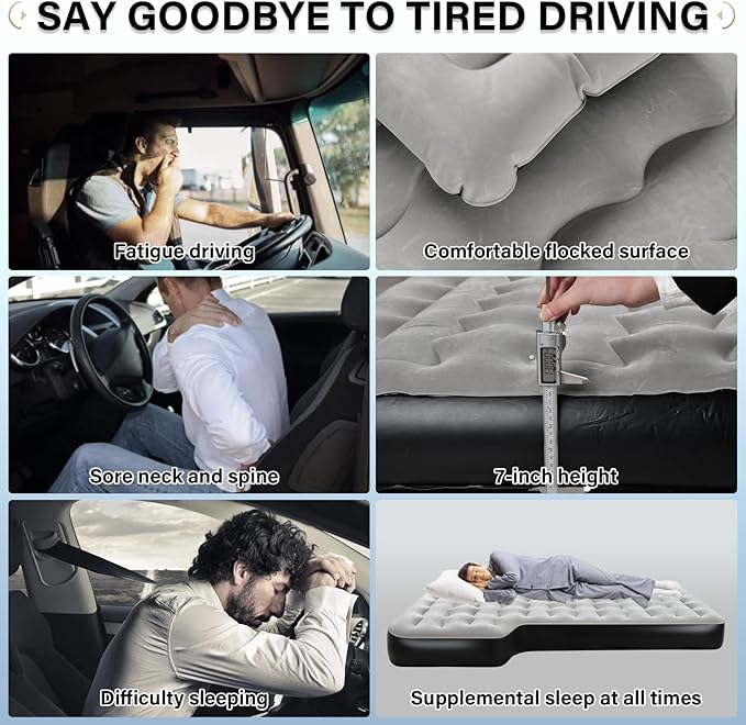 Coverado Car Air Mattress, SUV Air Mattress with Built in Wireless Pump, Comfort Flocking Travel Bed, 5-inch Height SUV Mattress Car Bed Camping, Universal Air Mattress for SUVs, Supports 660lbs