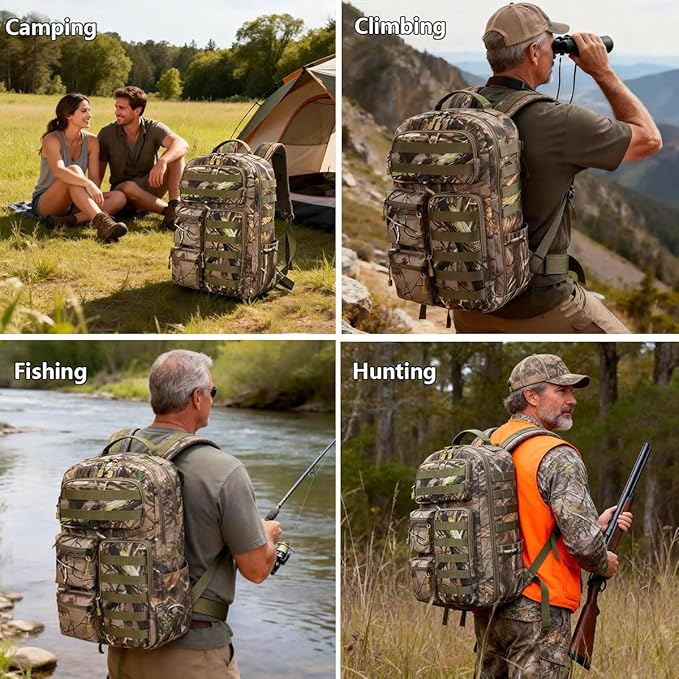 Tactical Camo Backpack for Men Women Waterproof Durable MOLLE Backpack Camping Hunting Emergency Preparedness
