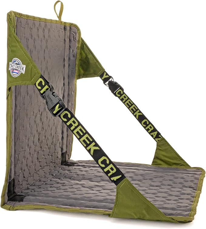 Crazy Creek HEX 2.0 Original Chair for Camping, Stadium Seating & More, Comfort on All Terrains, Adjustable Straps, Compact Design, Water-Resistant,Olive/Slate