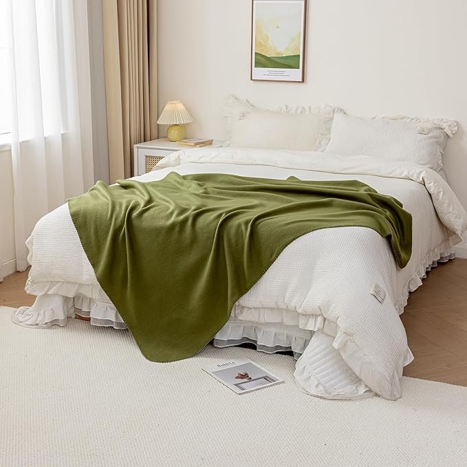 CAI TENG Fleece Throw Blankets Lightweight Warm Soft Cozy Dog Blanket Bulk 6 Pack Fleece Blanket Solid for Home, Bed, Sofa, Dorm, Office, Gifts, Outdoor Olive Green 50 x 60 inch