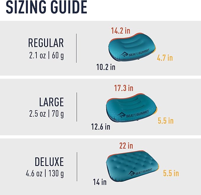 Sea to Summit Aeros Ultralight Inflatable Camping and Travel Pillow, Regular, Aqua
