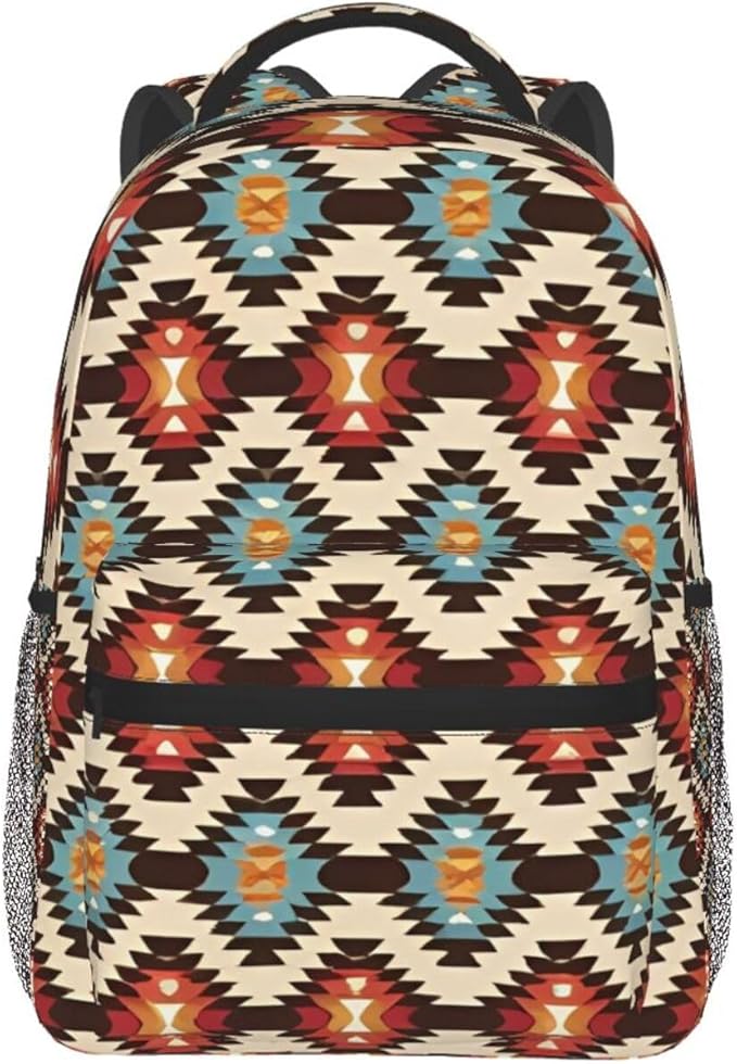 Rucksacks Multipurpose Anti-Theft Big Capacity Bookbag, American Native Pattern Travel Hiking Camping Rucksack With Padded Straps