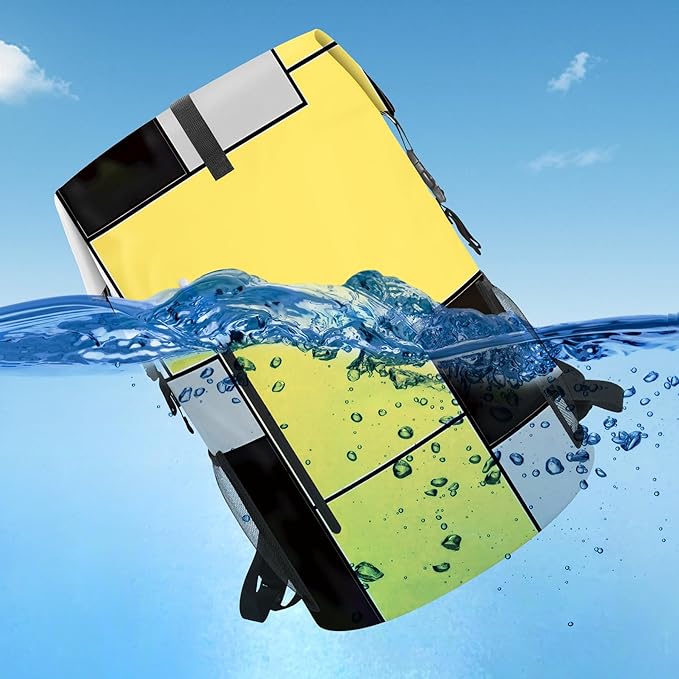 Waterproof Dry Bag Marine Dry Bags for Kayaking Hiking Yellow Black Backpack Roll-Top Closure Bag - Backpack Waterproof Phone Case 5L