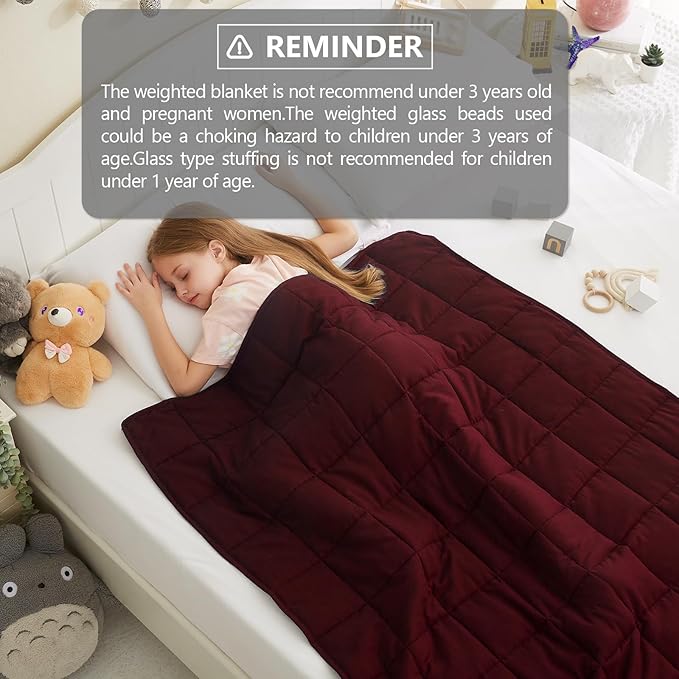 L'AGRATY Weighted Blanket - 36"x48" 3lbs Cooling Breathable Heavy Blankets Microfiber Material with Glass Beads for Adult All-Season Summer Fall Winter Soft Thick Comfort