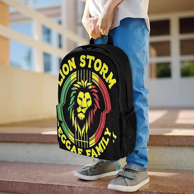 Supdreamc Shoulder Book Bags Anti-Theft Multipurpose Big Capacity Bookbag, Jamaica Reggae Rasta Lion Painting Travel Hiking Backpack With Smooth Zippers