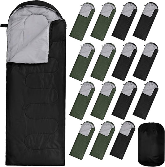 Tudomro 16 Pack Winter Camping Sleeping Bags Bulk Adults 4 Season Warm Cold Weather Lightweight Waterproof Compact Backpacking Sleeping Bag for Travel Hiking