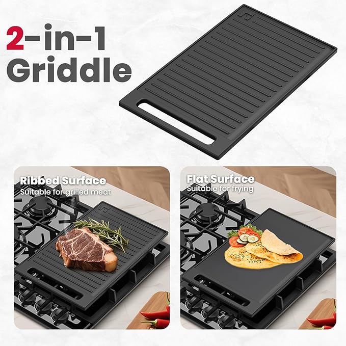 GASLAND 2-in-1 Reversible Cast Iron Grill/Griddle 16.7''x9.7"