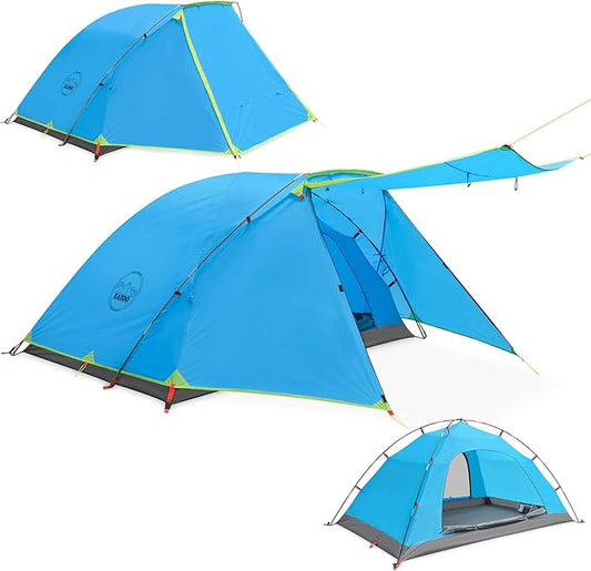KAZOO 2/4 Person Camping Tent Outdoor Waterproof Family Large Tents 2/4 People Easy Setup Tent with Porch Double Layer
