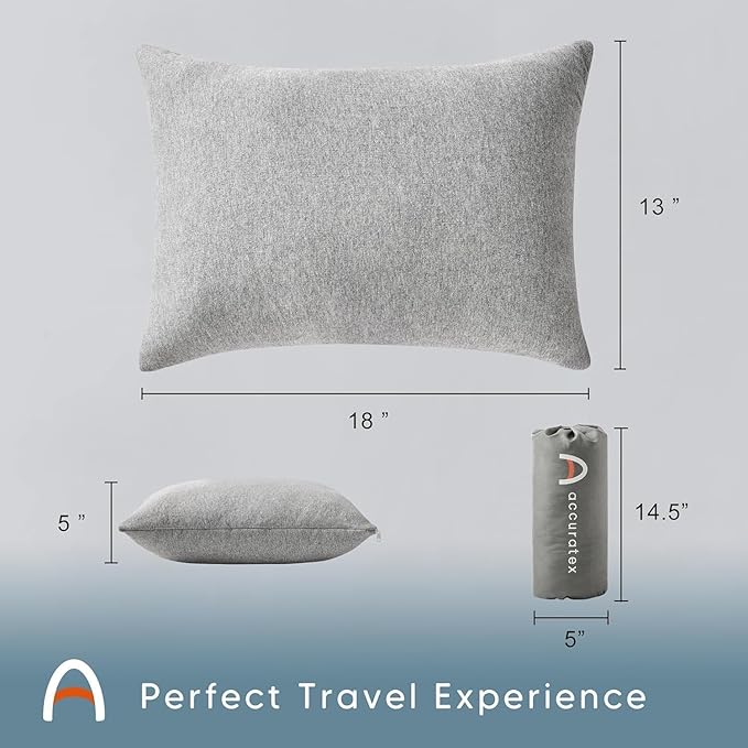 ACCURATEX Camping Pillow-100% Cotton Breathable Cover,Shredded Memory Foam Compressible Travel Pillow,Camping&Travel Accessories-Small Backpacking Pillow Camping Essentials for Sleeping