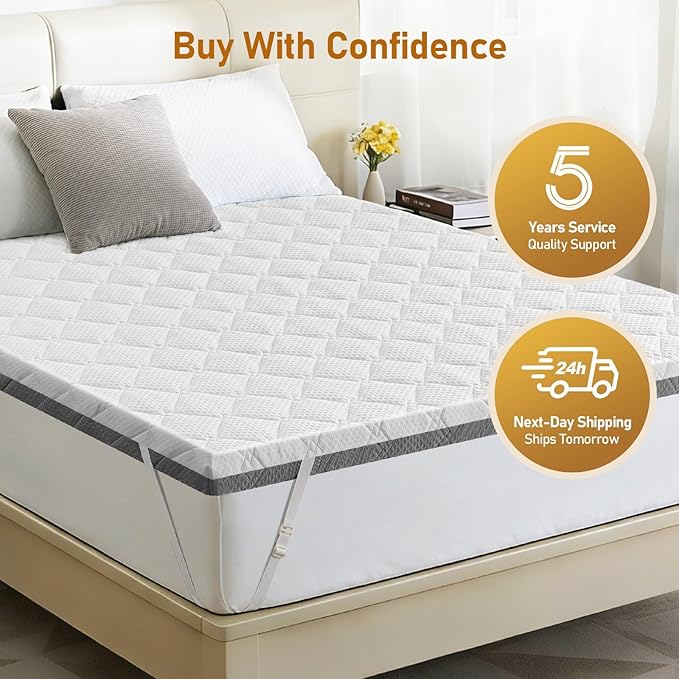 Extra Firm Mattress Topper Twin-XL: 4 Inch Dual Firmness Firm & Extra Firm Mattress Pad, High Density Support for Back Pain, Washable Anti-Slip Cooling Cover, CertiPUR-US Oeko-TEX Certified, 80x38