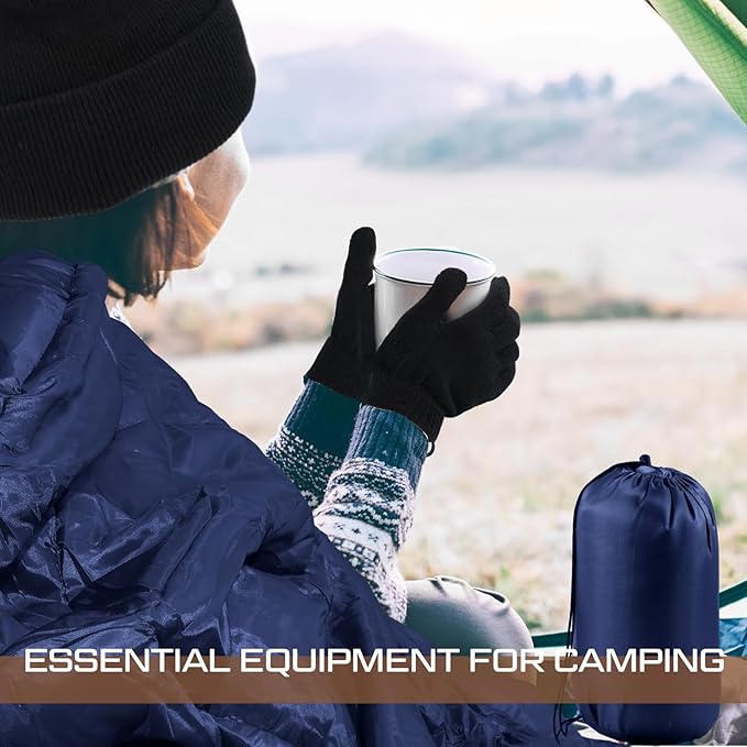 Tranqun 30 Pcs Cotton Liner Camping Sleeping Bags for Adult with Winter Beanies Gloves Sleeping Bag Waterproof Warm Lightweight for Backpacking Camping Indoor Outdoor Homeless