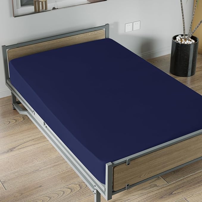 Twin Fitted Sheets 2 Pack Only, Mattress Up to 14 Inches Deep Pocket, Ultra Soft and Breathable Twin Bed Sheets, Long Lasting Single Fitted Sheets, Navy