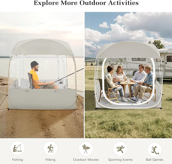 Sports Tent, Portable & Foldable Pop Up Tents Shelter with Carry Bag, Instant Weather Proof Clear View Bubble Tent for Fishing, Camping, Watching Sports Events