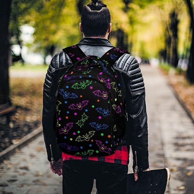 Business Anti Theft Laptop Backpack Halloween Cool Bats Art, Waterproof Travel Computer Bag with Laptop Compartment Gifts for Men Women