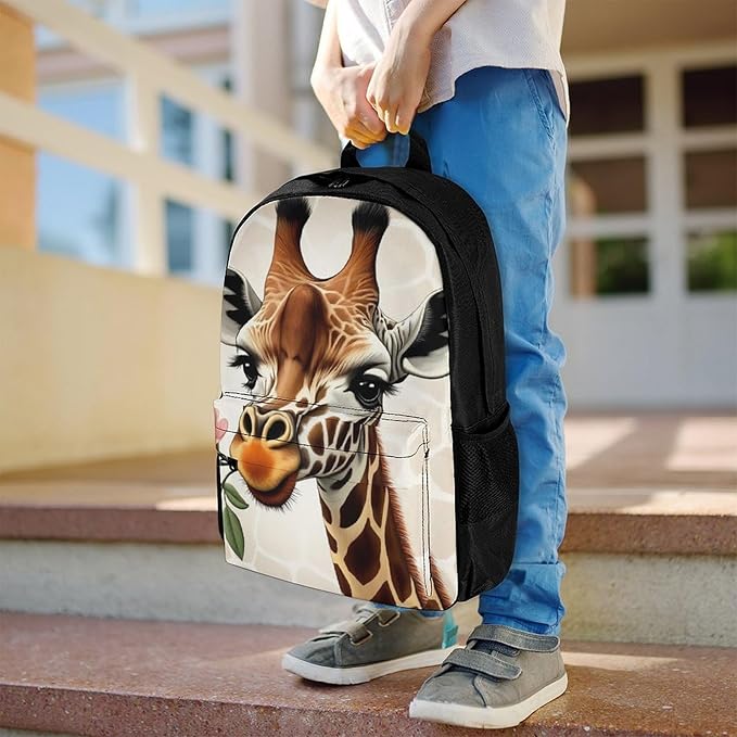 Supdreamc Men Women Lightweight Giraffe Flower Backpack Large Capacity Bookbag With Smooth Zippers for Gym Business Running