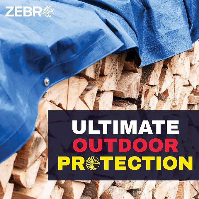 30' x 60' Blue Tarp with Grommets Reinforced - 5 Mil Thick - Durable UV Resistant Plastic Tarps Waterproof - Large Tarpaulin Cover for Outdoor Camping Over/Under Tent Tarp RV Roof Rain - Zebro