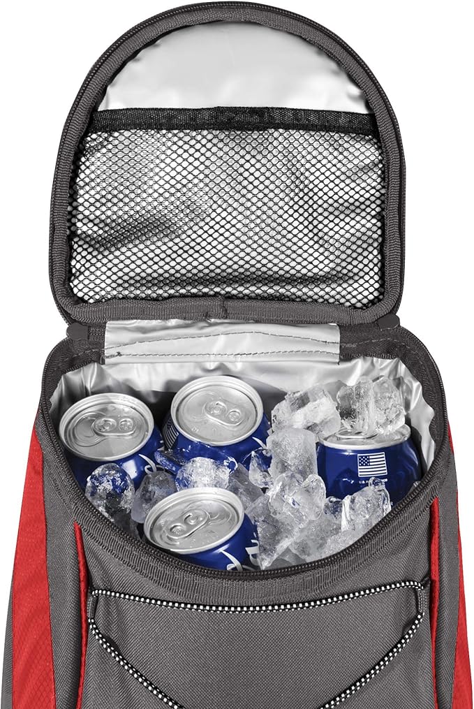 PICNIC TIME PTX Backpack Cooler, Modern Backpack Cooler with 20-Can Capacity, Fully Insulated Outdoor Lunch Bag with Water Resistant Interior, Pockets, Padded Straps, (Red with Gray Accents)