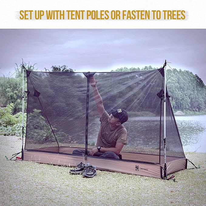 OneTigris Solo Mesh Tent, Ultralight Screen House with 3000 Waterproof Bathtub Floor for Camping Hiking Backpacking Traveling Fishing Patio