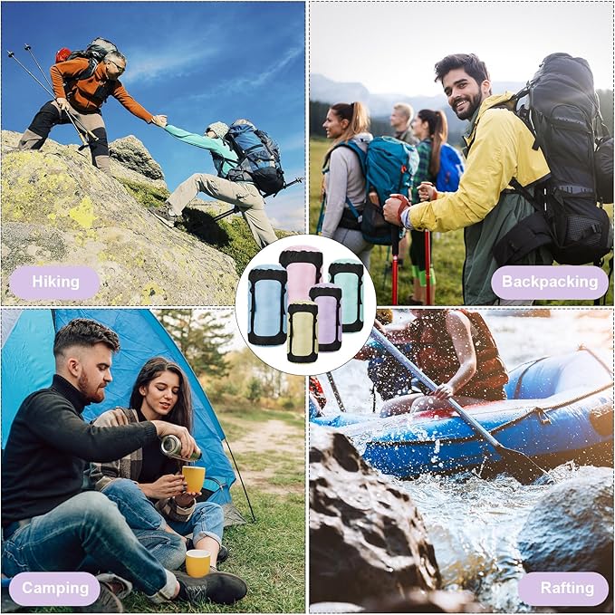 5 Pcs Compression Sacks for Backpacking 5L/10L/15L/20L/35L Camping Sleeping Bag Stuff Sack Water Resistant Sleeping Bag Storage Sack for Space Saving Hiking Gear