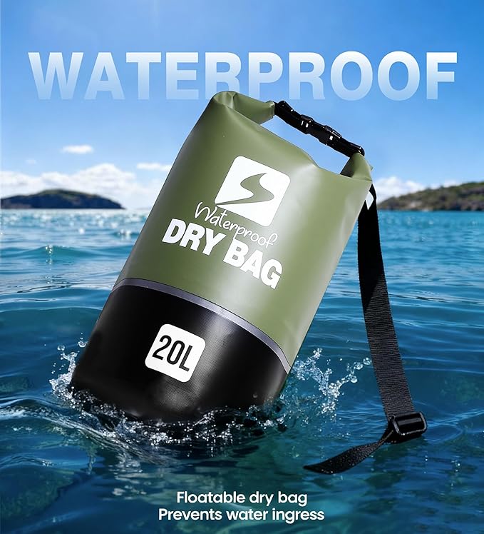 Soulsfeng Waterproof Dry Bag Roll Top Lightweight Dry Backpack for Boating, Kayaking, Travel, Beach, Swimming, Hiking & Camping - Floating Dry Sack with Adjustable Shoulder Straps 20L