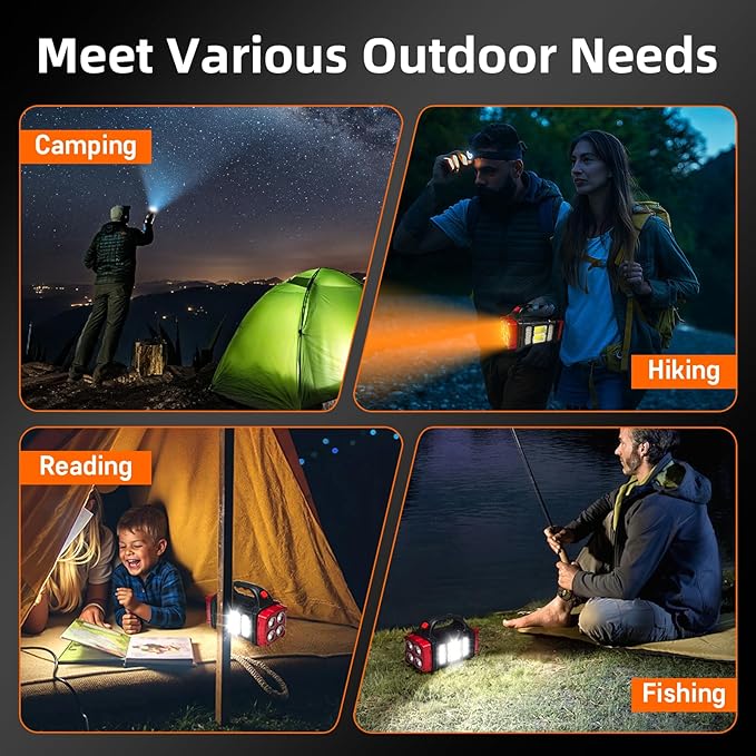 Versatile Solar Flashlight with Dual Charging Modes | 4 Light Modes USB/Solar Powered| Portable Emergency Charger & Outdoor Camping Light (Silver-2pcs)