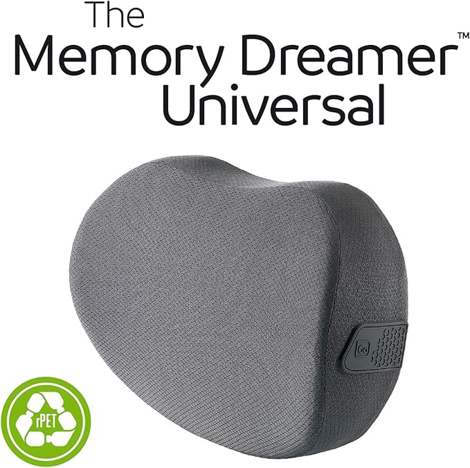 Go Travel Memory Dreamer Universal Pillow, Travel Pillow for Uninterrupted Sleep and Lumbar Support, Deluxe Memory Foam Pillow for Airplane, Bus, Car, and Train, Travel Essentials, Gray
