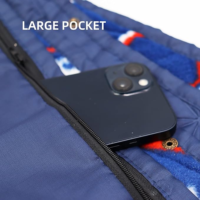 Outdoor Waterproof Blanket, Foldable Fleece Stadium Blanket for Outdoor Sports Event, Camping, Car, Pet, Picnics - Windproof, Wearable, Machine Washable 80" x 58" (Blue Star)