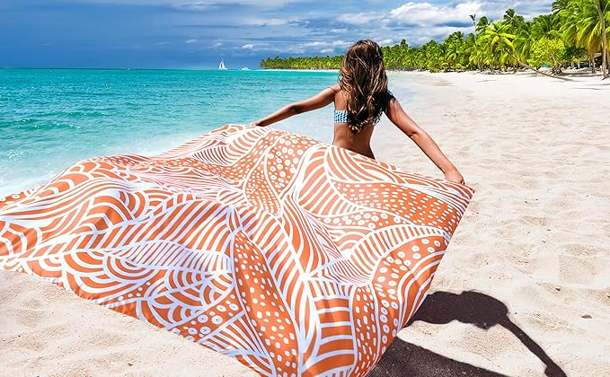 Beach Blanket Waterproof Sandproof Extra Large Beach Mat 79" X 83"/120"x108"for 1-8 Adults Quick Drying Durable Outdoor Picnic Mat for Beach Travel Camping Hiking