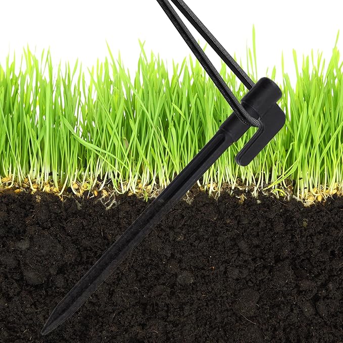 20pcs Heavy Duty Plastic Landscape Edging Stakes Plant Support Lawn Stake Durable Tent Pegs Spike Hook for Outdoor Activities Garden Camping Black