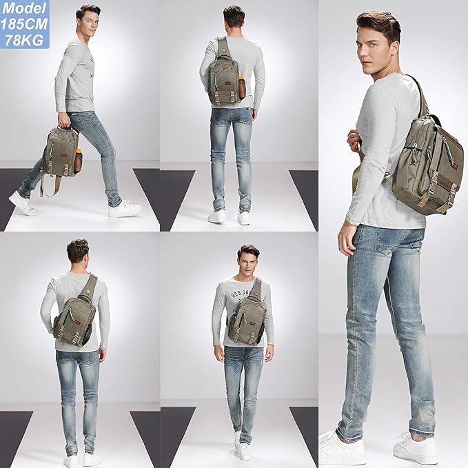 Nicgid Sling Bags Chest Shoulder Backpacks, 13.3'' 14.1'' Laptop Backpack Crossbody Messenger Bag Travel Outdoor Men Women, Green, 13.3 inch, Casual