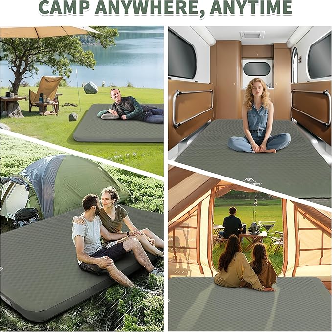 Self Inflating Sleeping Pad with Electric Pump, 4" Ultra-Thick Memory Foam Camping Pad, 40s Fast Inflating Camping Mattress Pad, 4-Season Insulated Camp Sleeping Mat for Outdoor/Travel/Tent (Twin)