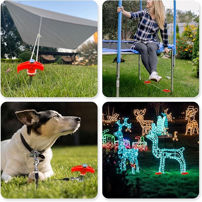 30 Pack Tent Stakes Heavy Duty - 8" Screw in Tent Stakes - Ground Anchors Screw in - Tent Pegs Camping Stakes - Metal Threaded Tent Spikes with 1 Hex Head Driver, 1Stopper T Pull Hook and Storage Bag