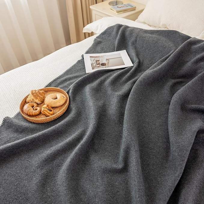 CAI TENG Fleece Blankets Bulk 6 Pack Throw Blanket 50 X 60 inch Lightweight Warm Soft Cozy Pet-Friendly Kids Blanket Solid for Sofa Bed Wedding Yard Dark Grey Melange