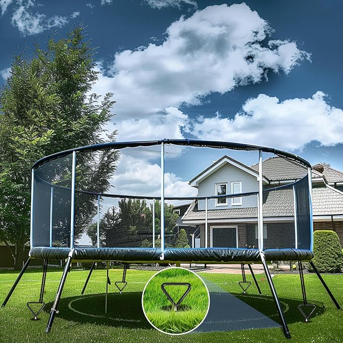 Earth Anchors Trampoline Heavy Duty Stakes Kit - Spiral Screw In Ground Anchors with Straps for Swing Set