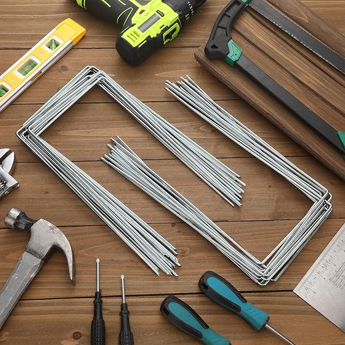 30 Pack Heavy Duty Wide Landscape Staples, 7 Gauge Galvanized Steel Turf Stakes Garden Stakes Bulk, U Type Anchor for Grass, Securing Weed Barrier Fabric, Pipes, Sod (12"x6")