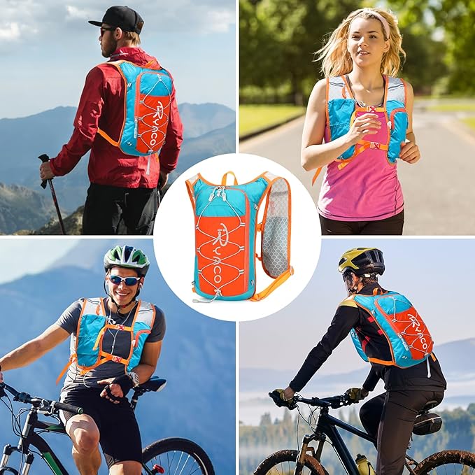 RYACO Lightweight Hydration Backpack, Running Backpack with 2L Water Bladder, Hiking Hydration Water Daypack for Cycling Rave for Men Women