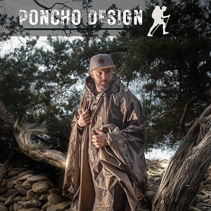 Onewind Lightweight Poncho Shelter, Solitary Shelter Cape Silnylon Emergency Survival Shelter Ultralight Minimalist Shelter for Camping Hiking Backpacking Bug Out Bag