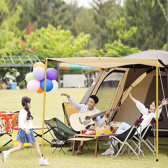 SAN LIKE Aluminum Tent Poles for Tarp & Awnings - 75in Adjustable, Collapsible Poles - 2 Sets (5 Sections)