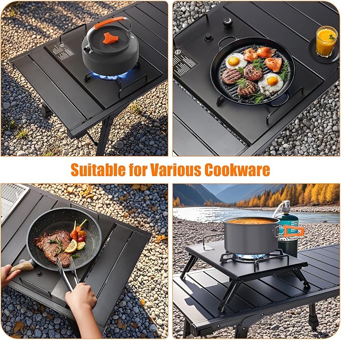 Camping Stove for IGT Table, Portable Isobutane Gas Stove with Carry Bag, 4000W Camp Stove,Folding Propane Burner, IGT Accessories for Picnic, RV, Car Trip, Tailgating, Patio, Backyard