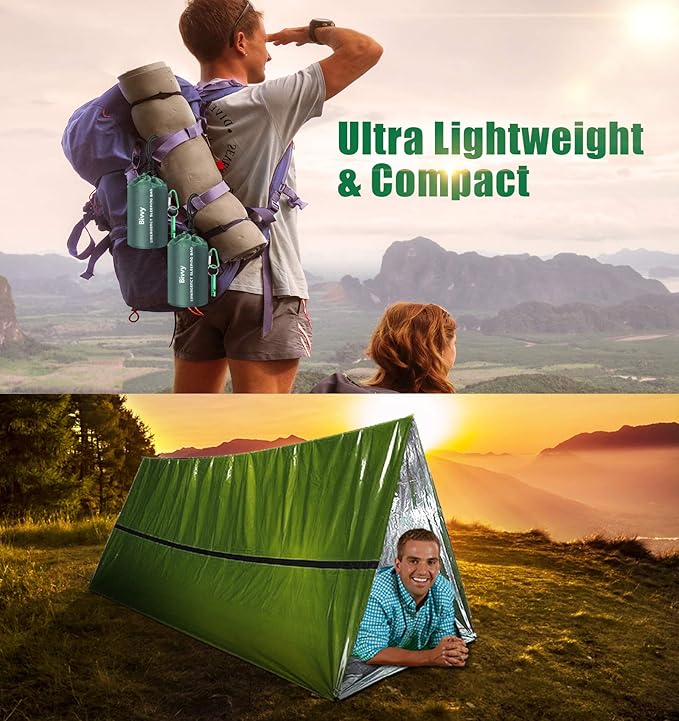 Timok Emergency Sleeping Bags Thermal-Emergency-Blankets Ultralight Space Blankets Survival Waterproof Bivy Sack Multi-Purpose Survival Gear for Hiking, Camping, First Aid Kits, Outdoor Survival Gear