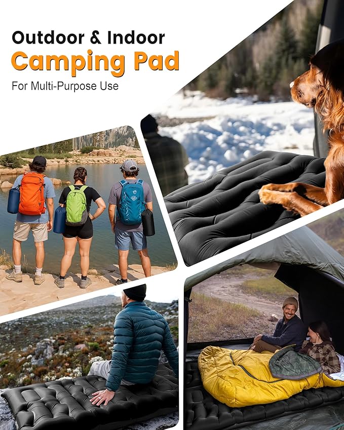 Camping Sleeping Pad,5.9 Inch Thick Camping Mat with Built in Pillow and Foot Pump,Self Inflating Sleeping Pad Ultralight for Camping Backpacking Tent(Green