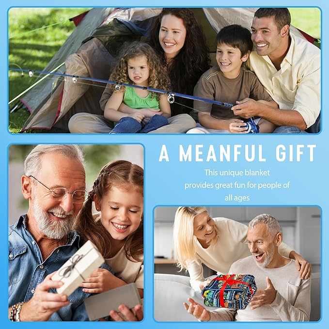 Funny Fishing Gift for Men, Fisherman, Dad, Grandpa, PaPa - Christmas Throw Blanket 60"x50"