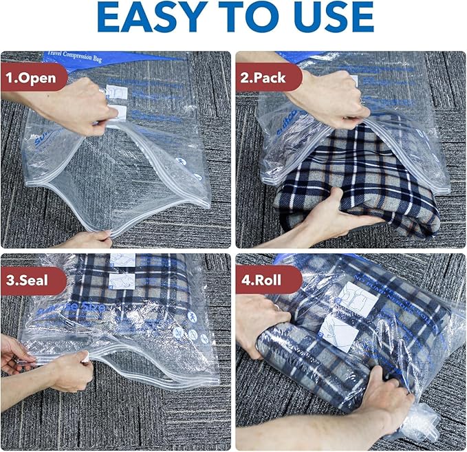MEIQIHOME Vacuum Storage Bags, Space Saver Sealer Bags,Vacuum seal bags for clothing, Pillows, Comforters, Blankets, Bedding,Travel,16 Pack With Coldless Pump