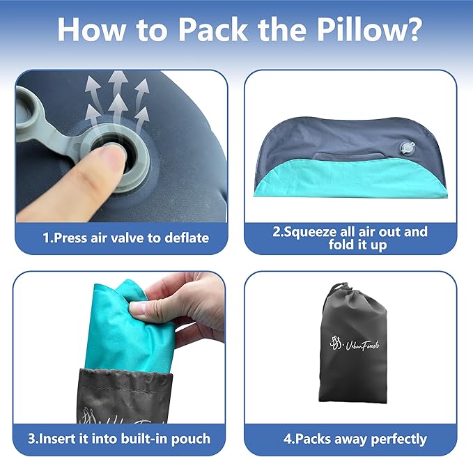 Ultralight Inflatable Camping Pillow – Compact & Ergonomic Travel Pillow for Neck and Lumbar Support – Waterproof, Portable for Hiking, Backpacking, Airplane & Outdoor Adventures
