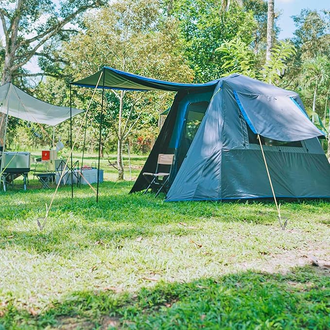 Multi Purpose Ground Anchors Screw in, 18'' Corkscrew Trampoline Stakes, Removable Trampoline Anchors, Tent Stakes Heavy Duty Spiral Ground Anchors for Camping Tent, Swing Set, Shed, Set of 4