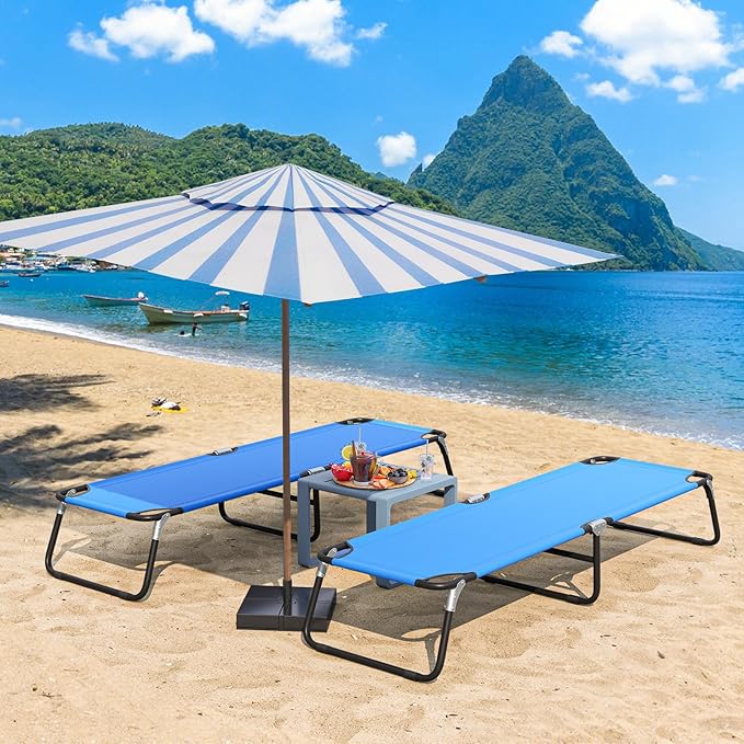GYMAX Folding Camping Cot 2 Pack, Portable Ultralight Compact Sleeping Cot Bed for Adults with Oxford Fabric, for Outdoor Travel Backpacking Hiking Patio Home Office, 330LBS (2, Blue)