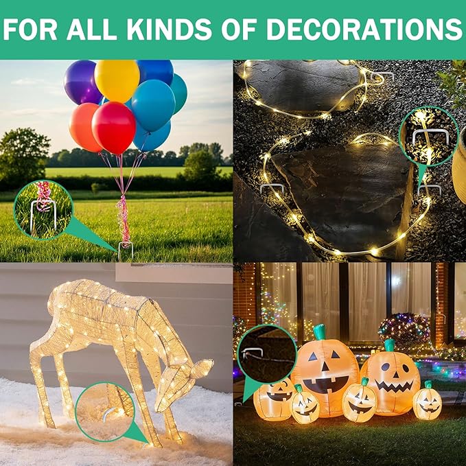 Landscape Staples, 100 Pack 4/6/8/10 Inch 11 Gauge Galvanized Garden Staples, Landscape Stakes for Gardening, Garden Yard Lawn Ground Stakes for Securing Weed Barrier Fabric, Irrigation Tubing, Fence