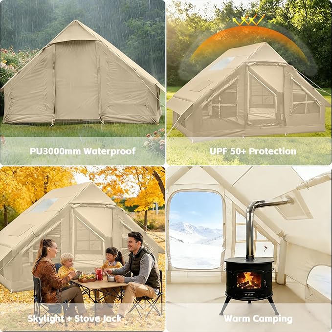 Inflatable Tents for Camping,Easy Blow Up Tent with Hand Pump,4 Seasons Waterproof Air Inflatable Camping Tent House for Family Weekend Camping