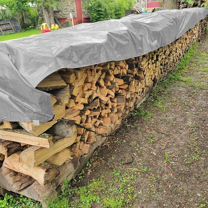 Sliver Tarps Heavy Duty Waterproof, 12 Mil Big Tarps with Grommets and Reinforced Edges, UV Resistant, Tear&Fade Resistant, Extra Large Rain Covers Waterproof Heavy Duty Outdoor, 15 * 30 FT