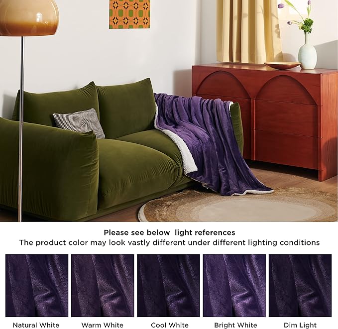 Bedsure GentleSoft Sherpa Fleece Throw Blanket for Couch - Thick and Warm, Soft Fuzzy Plush Throw Blanket for Winter, Purple, 50x60 Inches